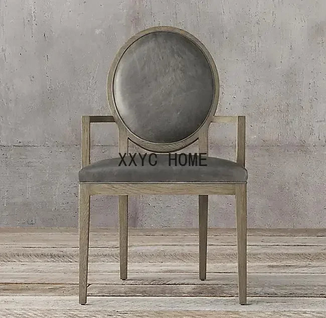 Кожаный обеденный стул American RH Original Single Furniture Neoclassical