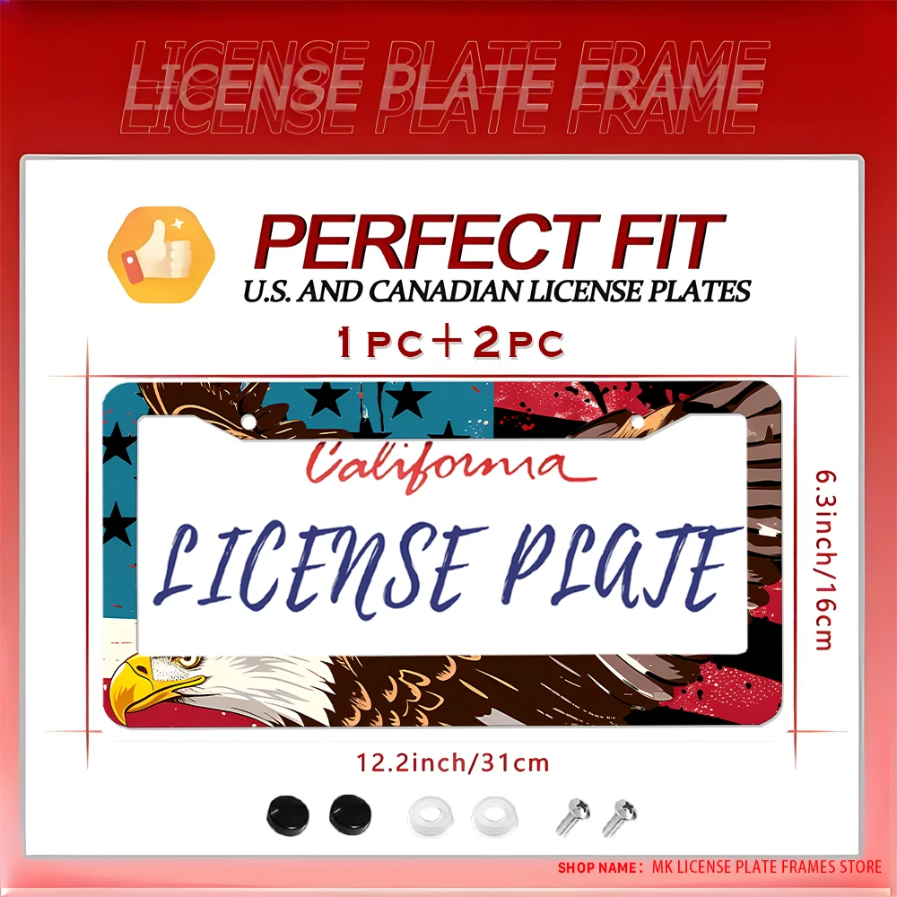

Винтажный и забавный автомобиль — декоративная алюминиевая рамка номерного знака с американским принтом орла, 2-отверстие, поставляется с комплектом винтов, 6x12