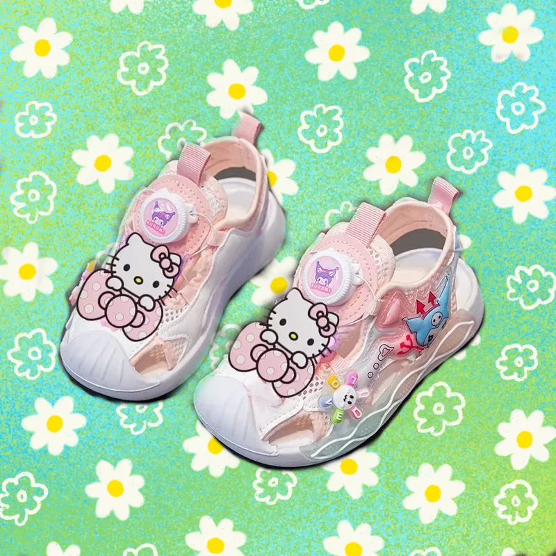 

Сандалии Sanrio hello kitty Kuromi для девочек, новинка лета 2026, спортивная обувь Baotou, мягкая пляжная обувь, первые ходунки с героями мультфильмов