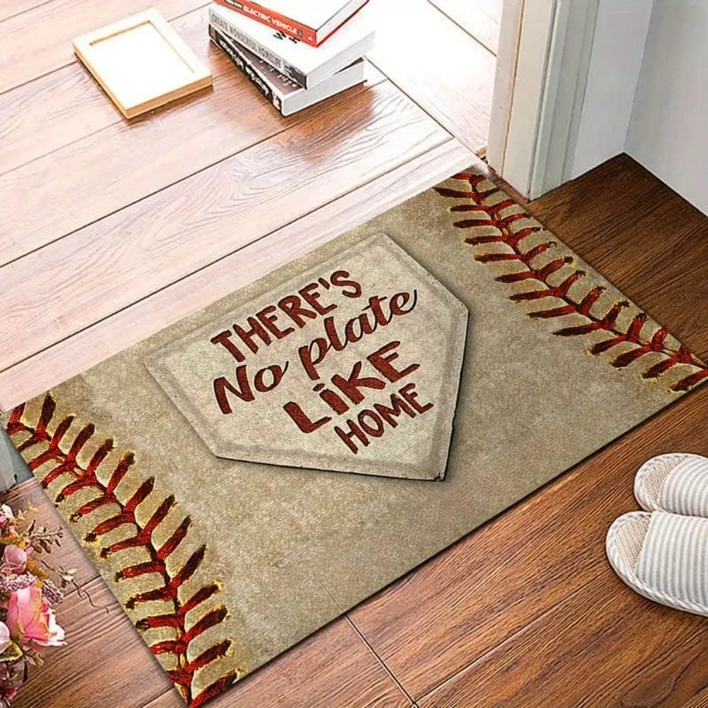 Baseball-Themed Flannel Doormat 