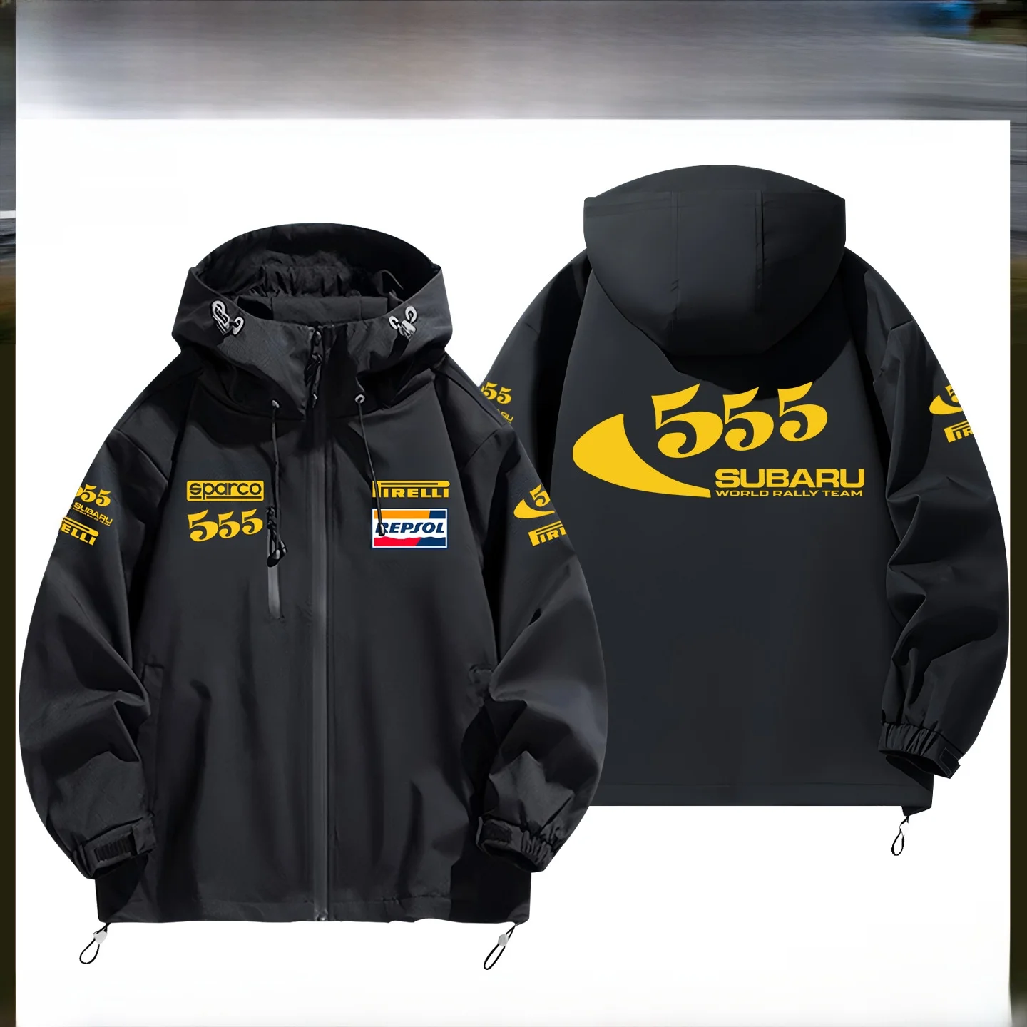 

World Rally Racing Jaet Men's Trendy Spor Hooded Jaet Stand Fit Long Sve Polyester Fiber Warmth Outerwear