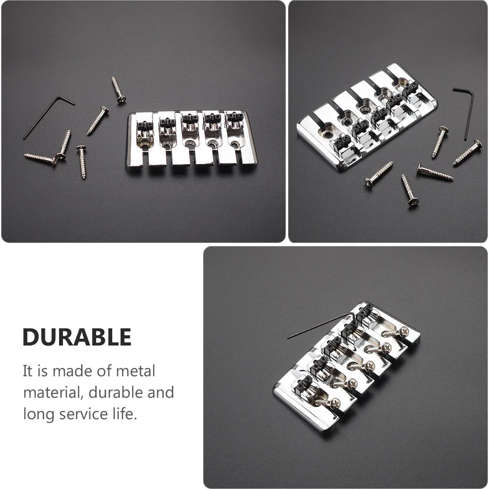

1Pcs 5 String Metal Tailpiece Guitar Bridge Saddle Fixed for Bass Strong Corrosion Resistant Polished Surface Upgrade Component