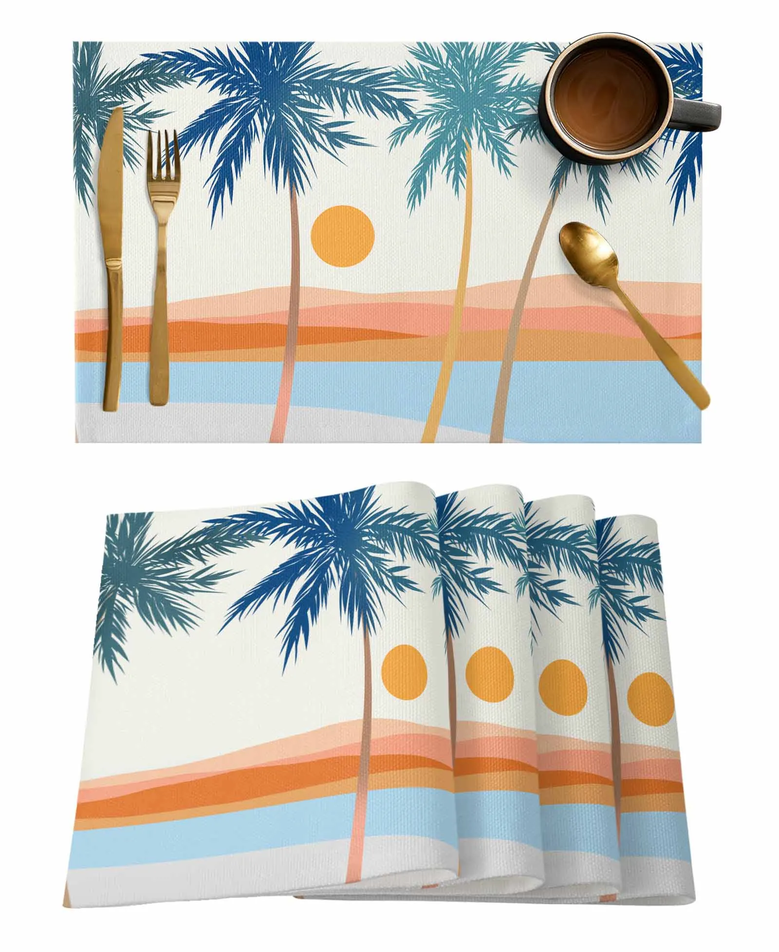 Abstract Sun Coconut Tree Boho Table Runner Wedding Decor Table Runner Home Dining Coffee Table Decor Tablecloth