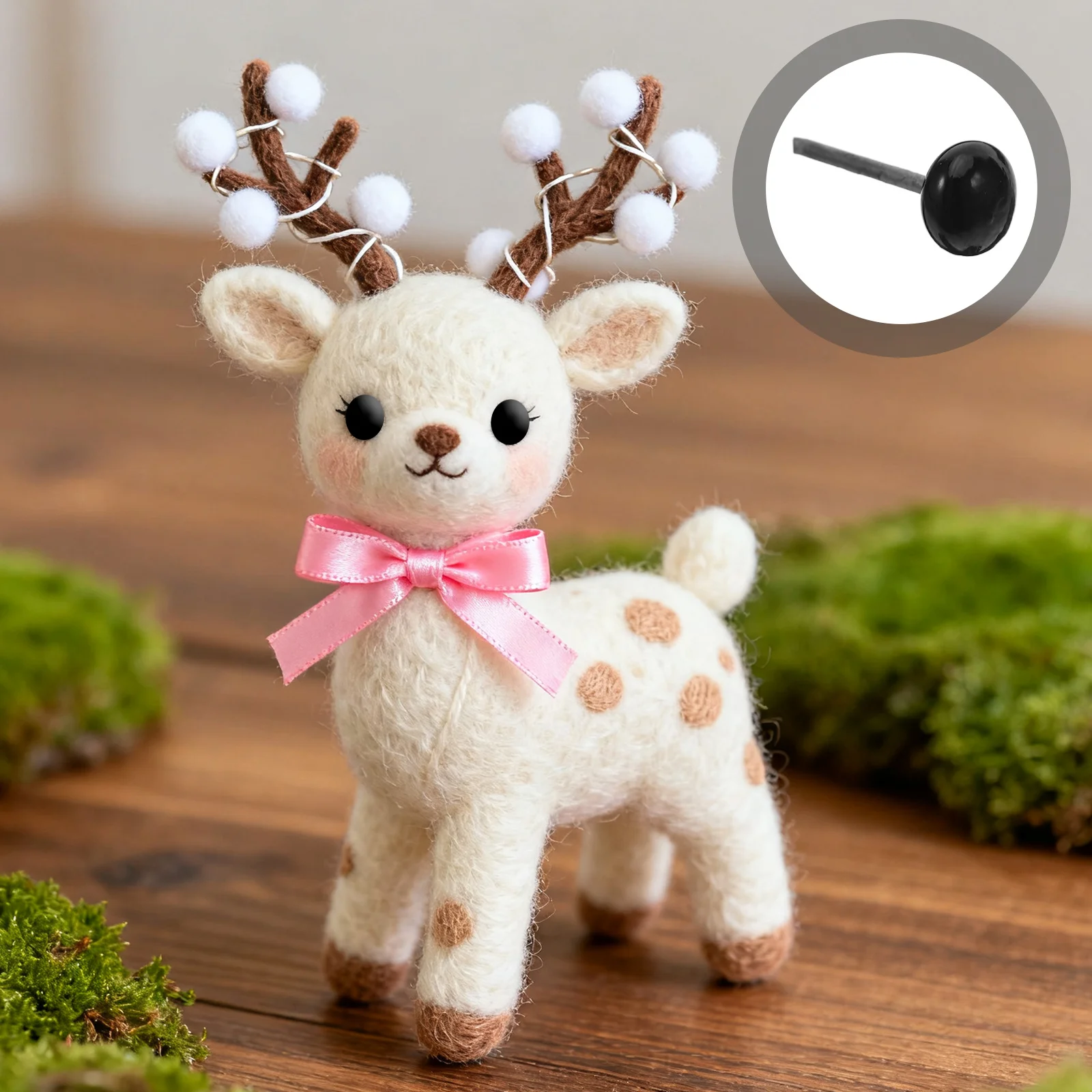 ตาแก้วสีดำ 100 ชิ้น ขนาด 5 มม. ทรงกลม สำหรับงานฝีมือ ตาปลอมเหมือนจริงสำหรับสัตว์ ใช้เสียบเข็ม ปลอดภัยสำหรับงานถักโครเชต์และงานฝีมือ