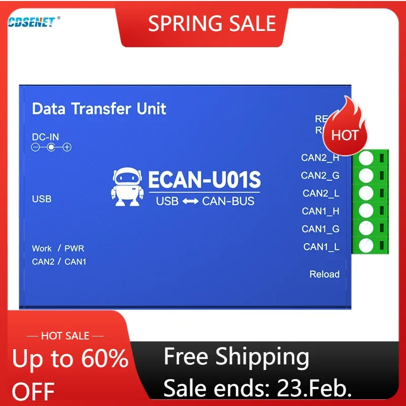 CAN To USB Protocol Converter CDSENET ECAN-U01S CAN Relay Dual Channel Can2.0 Baud Rate 1M PC-USB2.0 Communication Transceiver