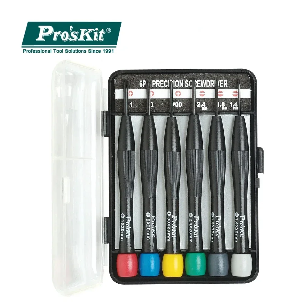 Pro'sKit-jeu de tournevis de précision, tournevis transversal + tournevis à fente, outil manuel pour réparation de montre d'ordinateur, 6 pièces, 8PK-2061, tendance