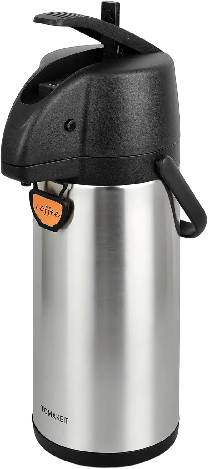 

2.5L Insulated Stainless Steel Airpot Coffee Dispenser with Pump, Hot/Cold Thermal Carafe for Parties