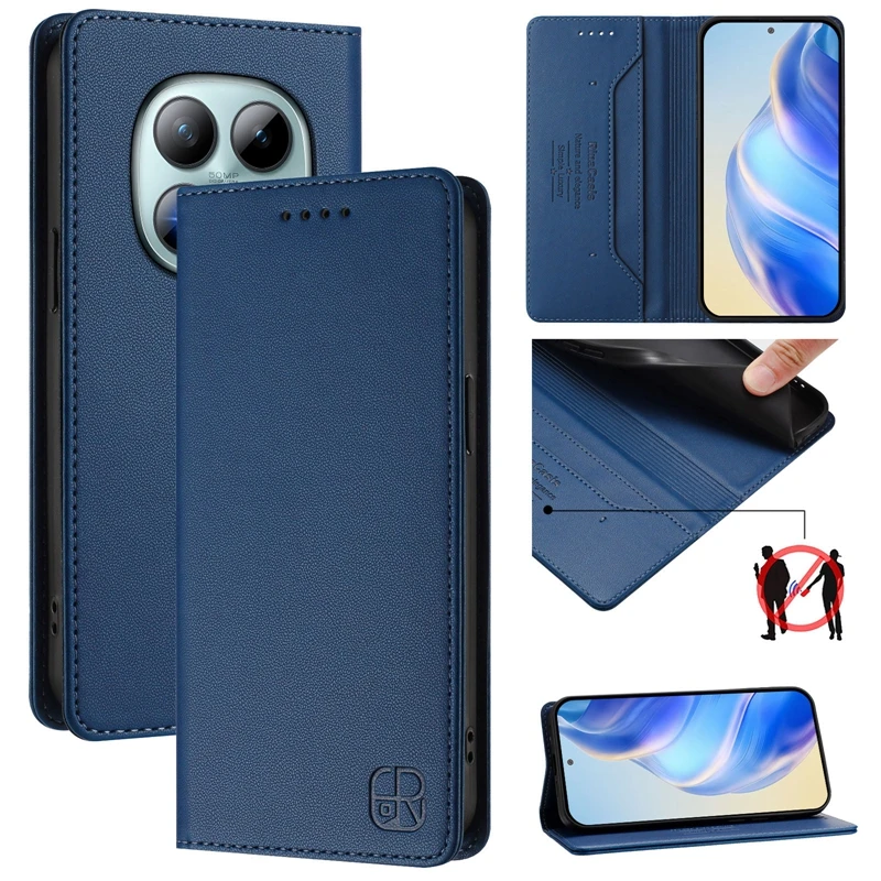 

Чехол-книжка из кожи с магнитной застежкой для Xiaomi Redmi Note 15 Pro 5G / Redmi Note 15 Pro+ 5G / Redmi Note 15 Pro Plus 5G с функцией подставки