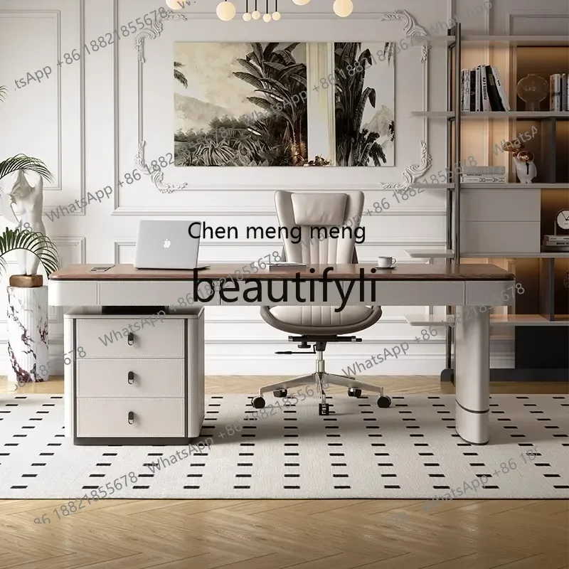 2003Solid wood desk light luxury designer office study high-end boss table computer desk