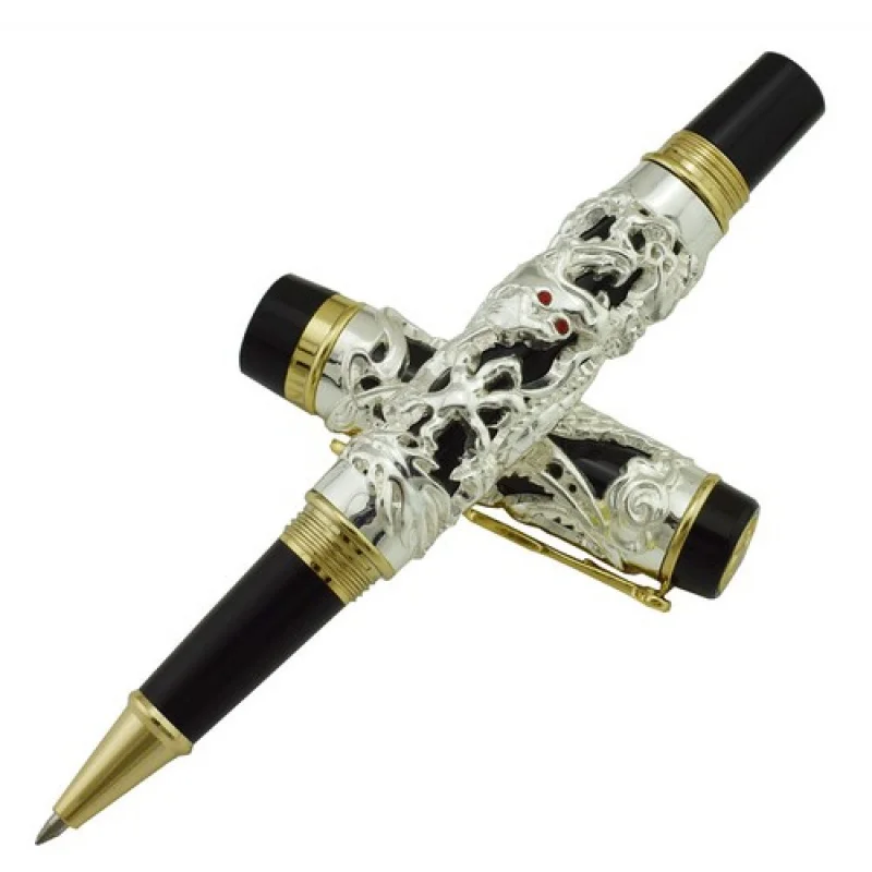 قلم جينهاو دراجون فينيكس فينتاج رولربال، قلم نحت فاخر باللون الفضي والأسود