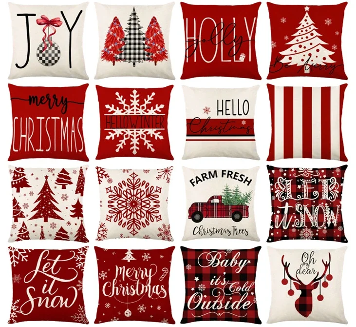 Christmas pillowcase, farmhouse deer pillowcase, winter holiday Christmas decoration, cushion cover, interior decoration