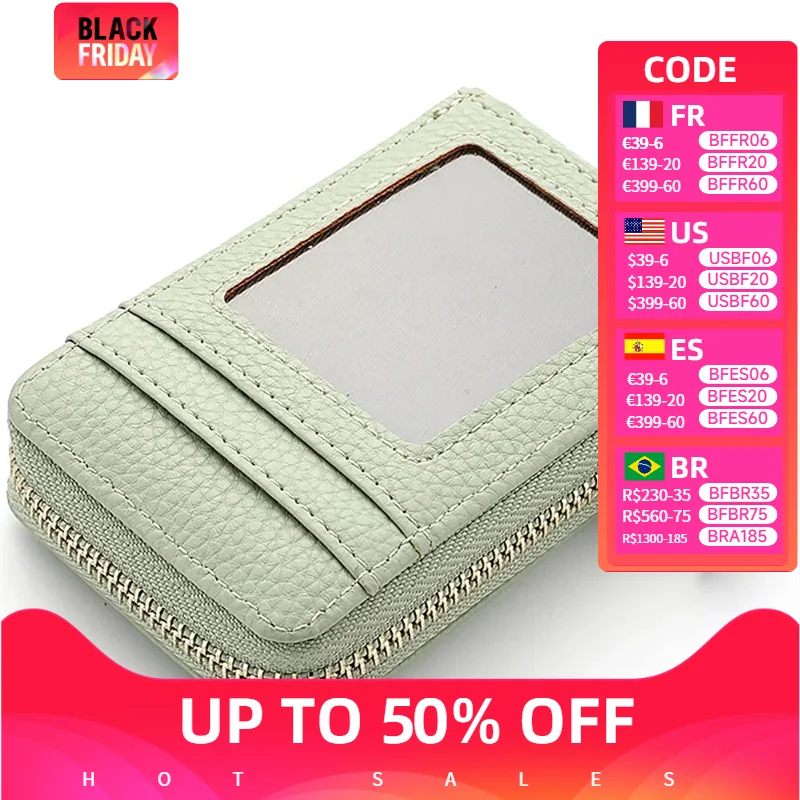 

Id Bank Card Holder Women Pu Leather Short Zipper Mini Wallet Purse