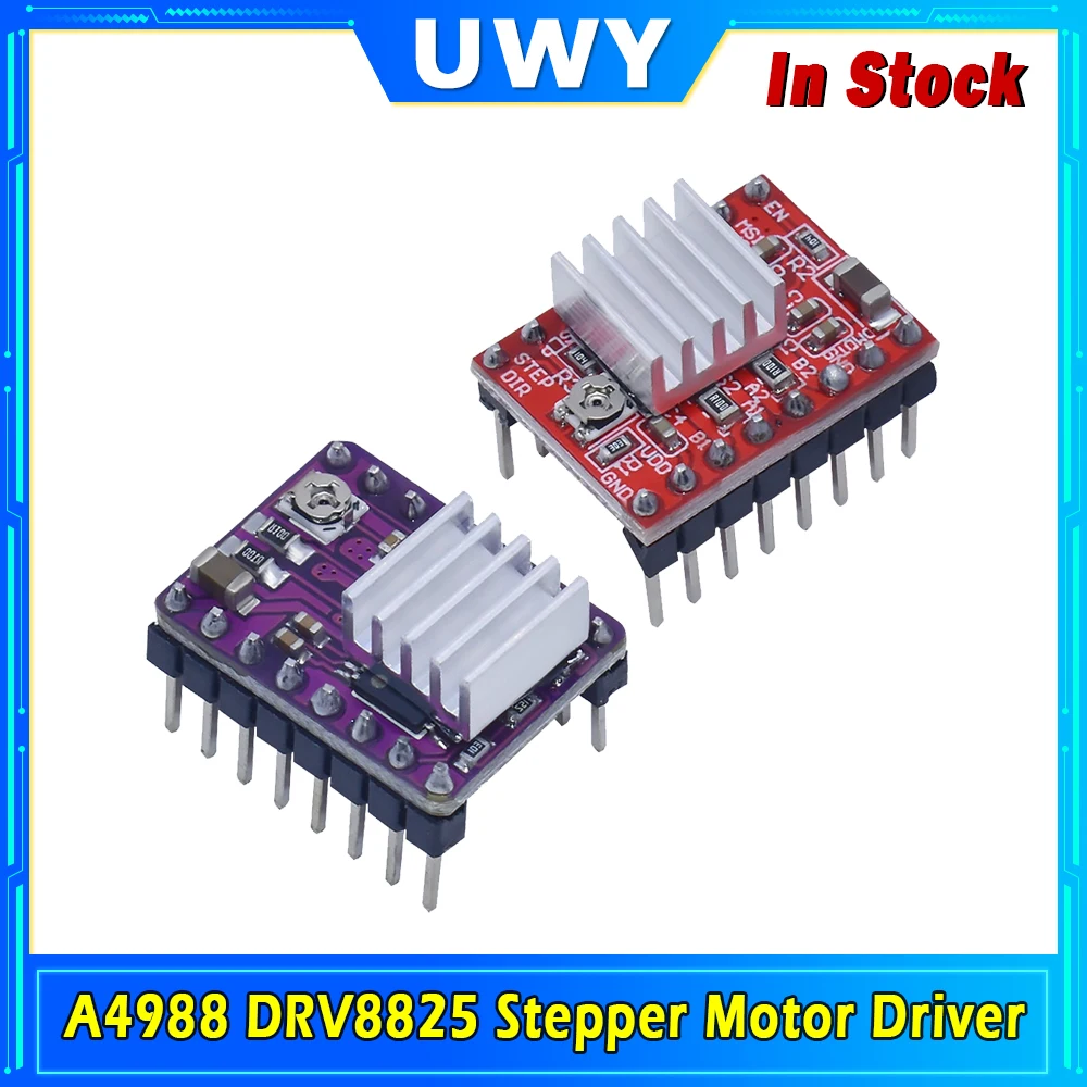 A4988 DRV8825 Stepper Motor Driver Module With Heatsink UVLO Over Current Protection Two Specs Optional For 3D Printer