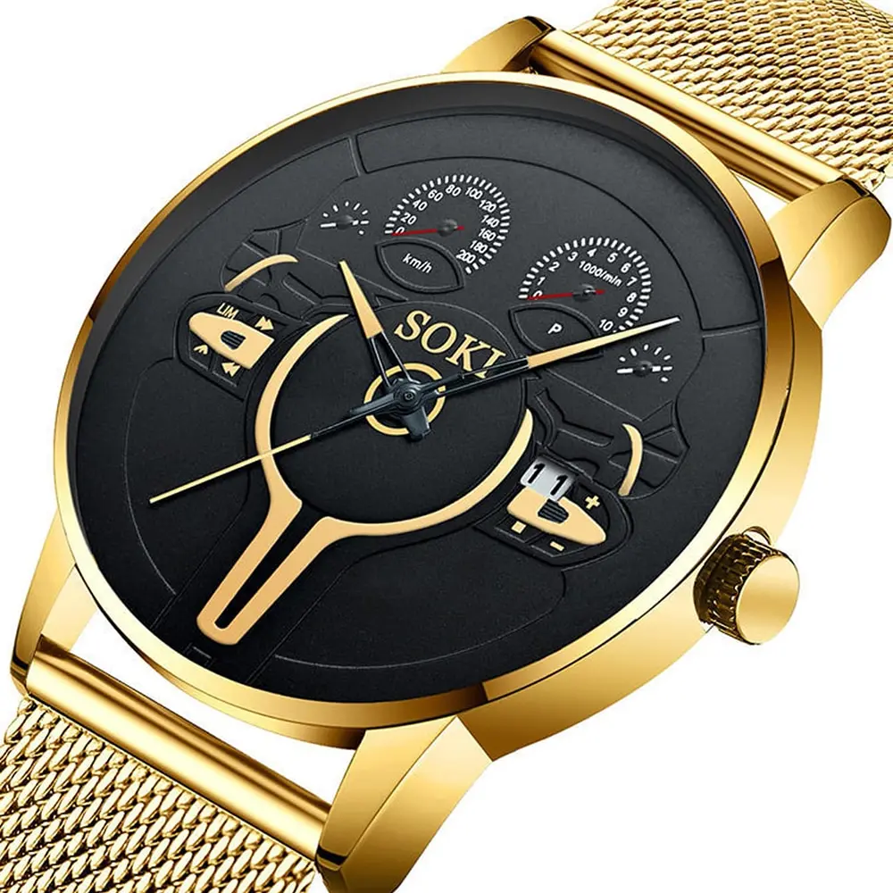 Top Brand Luxury Fashion Calendar Watch Men Stainless Steel Strap Clock Sport Watches Mens Quartz Wristwatch Relogio Masculino