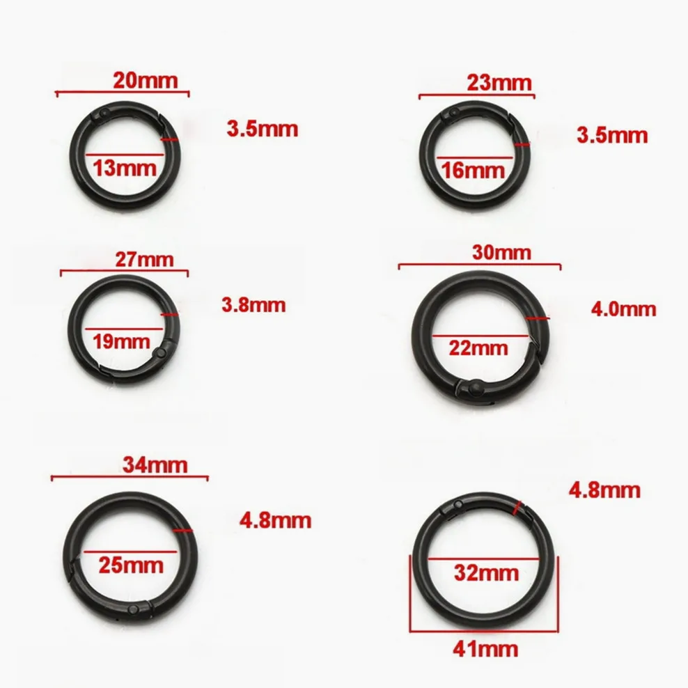 13-32 مللي متر الأسود الربيع O خواتم حلقة تسلق مستديرة حلقة رئيسية الزناد المفاجئة مشبك المفاتيح DIY بها بنفسك صنع المجوهرات حقيبة إكسسوارات جذابة