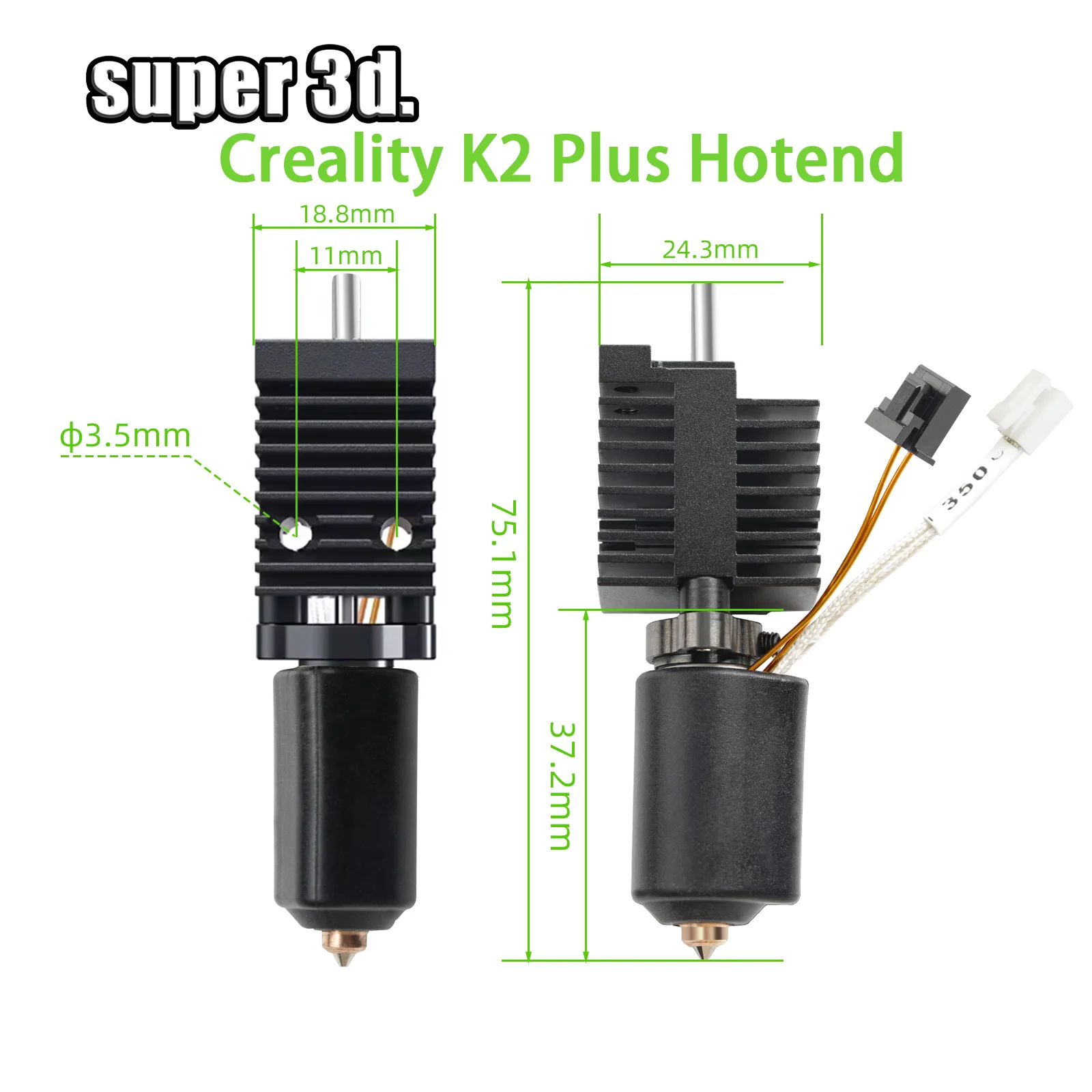 

Цельнометаллический дизайн для 3D-принтера Creality K2 PLUS: горячий конец (хотэнд) с быстросменным соплом 0,4 мм из закаленной стали для Creality K2 Plus