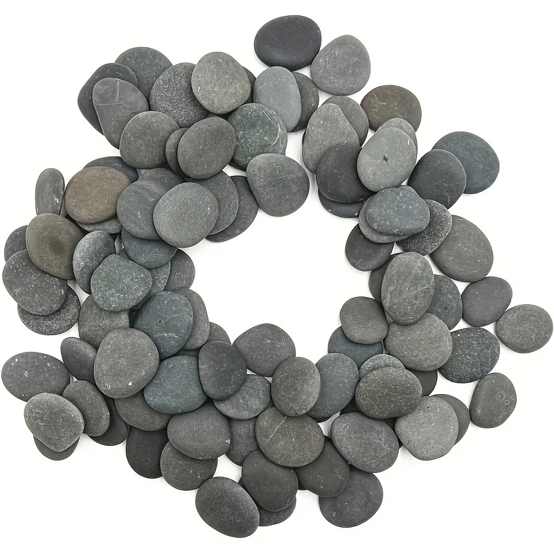 20 Stück natürliche Flusssteine – glatte, graue und schwarze Steine, geeignet für Kunstdekoration, Aquarium und Steinmalerei, Aquariumdekoration – Detail 4