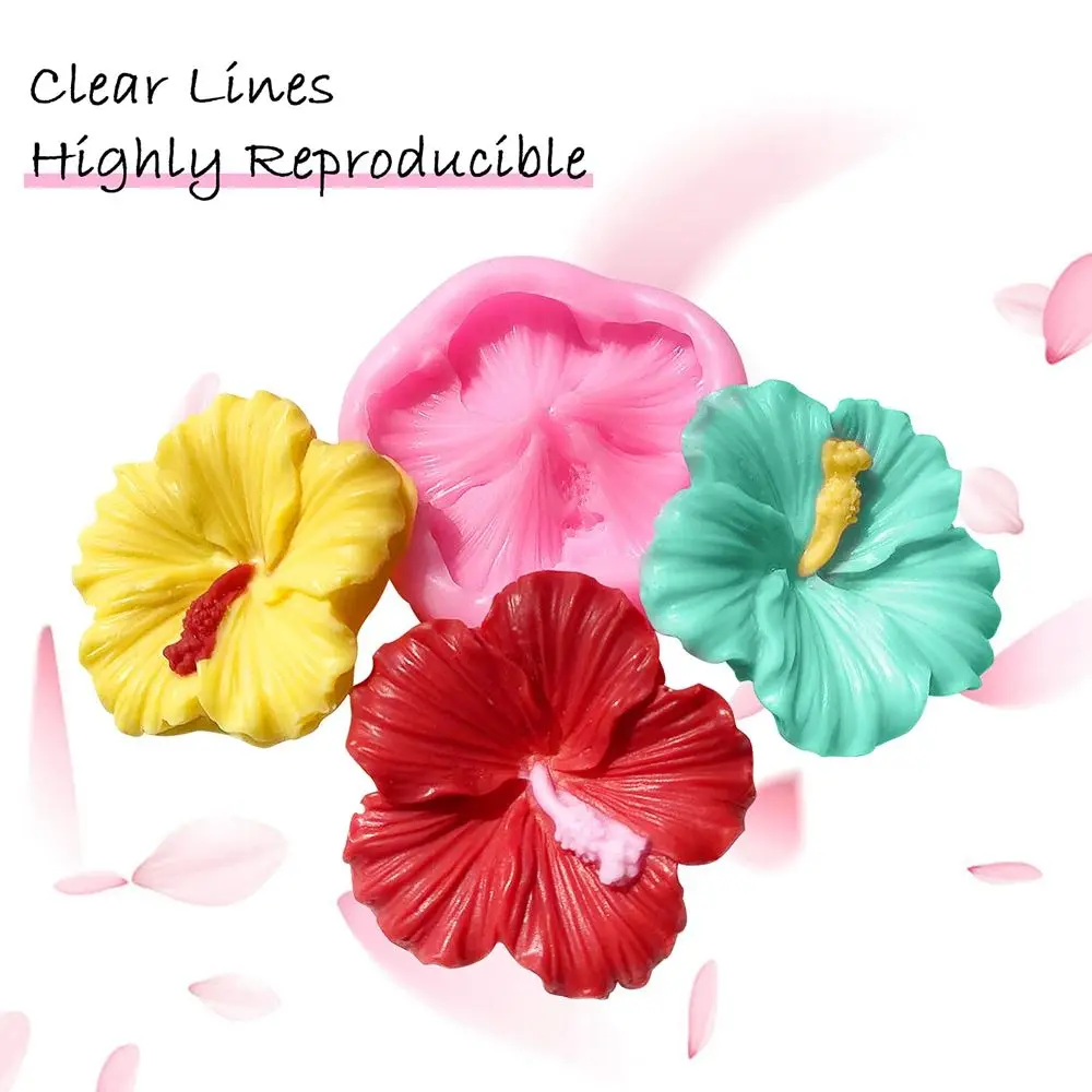 Baking Resin Casting Cake Topper Decor Fondant Tool Home Sugarcraft Gummy Molds Flower Mold Hibiscus Mould Chocolate Mold