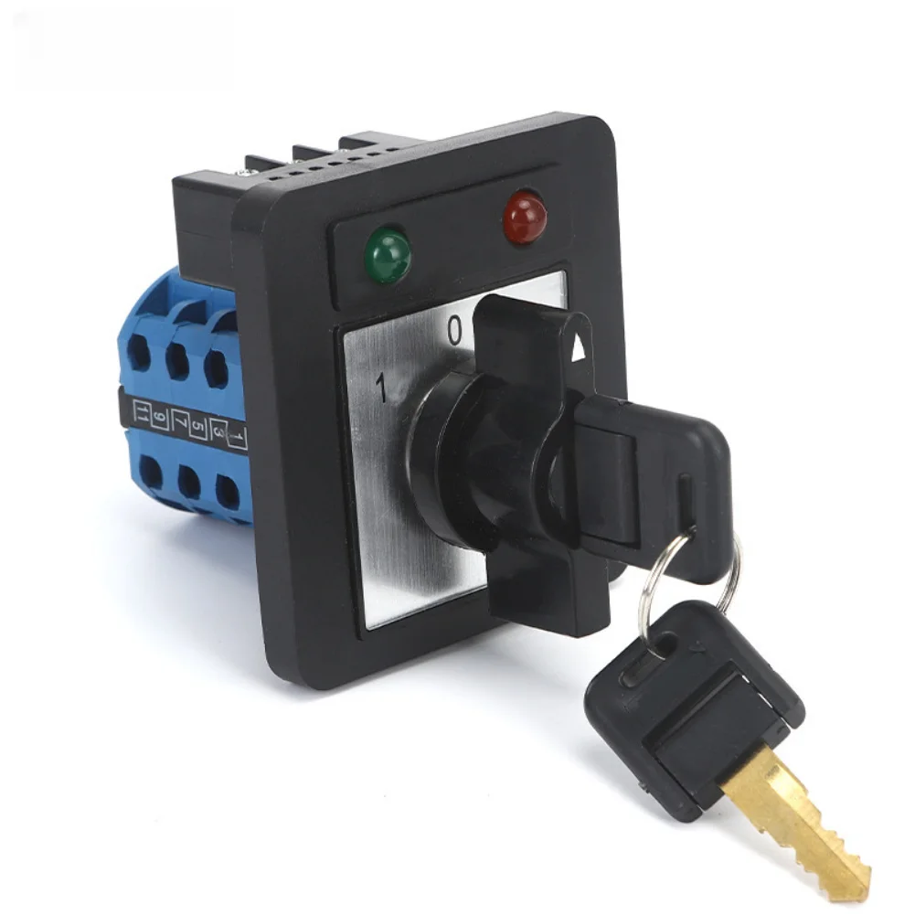 Rotary Changeover Switch with 3 Position Cam Actuation 3 Section Layout Illuminated Light and Lock 20A 660V Rated Insulation