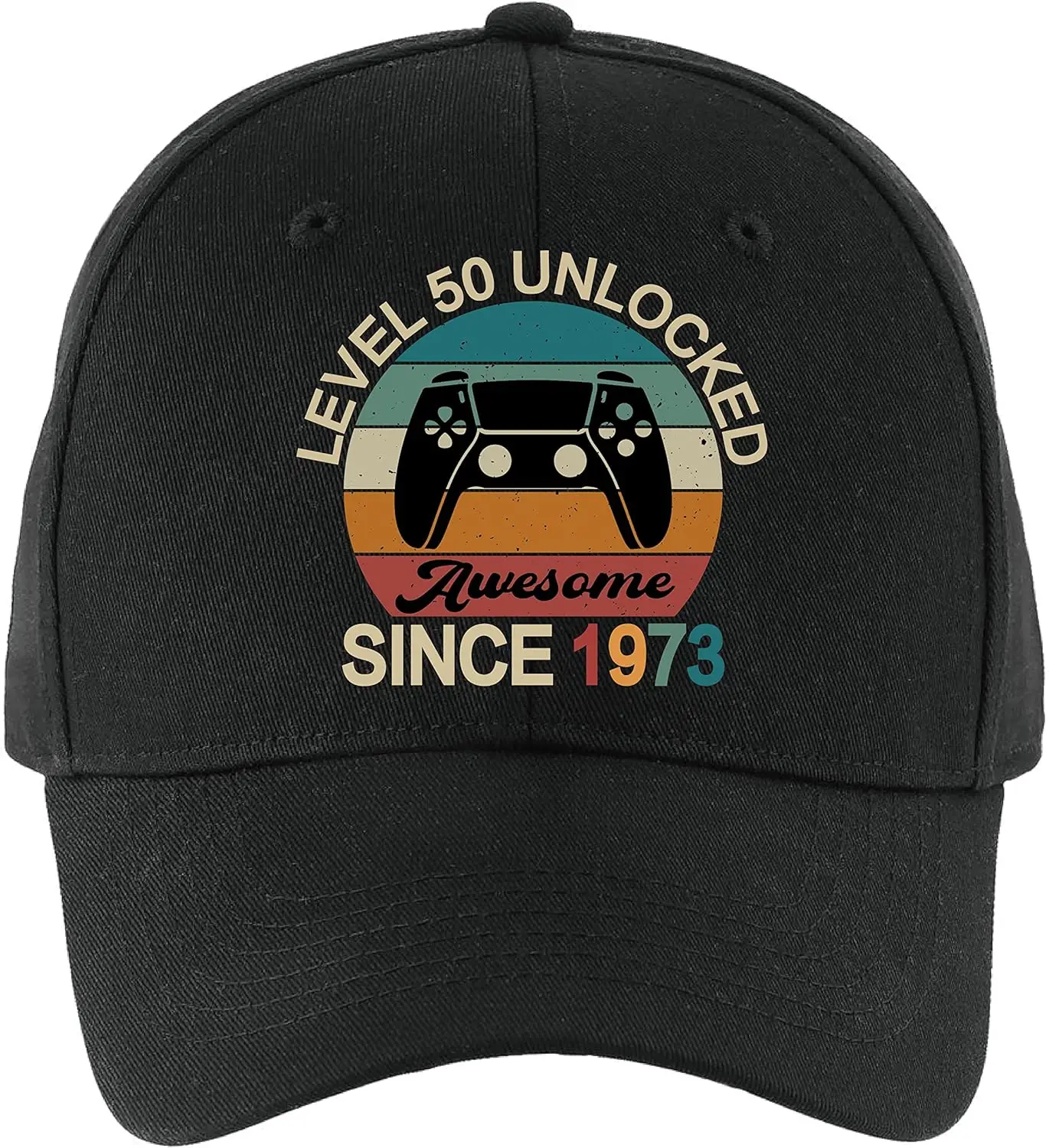 Level 50 Unlocked Awesome Since 1973 1974Baseball Cap, Vintage Adjustable Cotton Cap, 40th Birthday Gift for Man, Gift for Dad