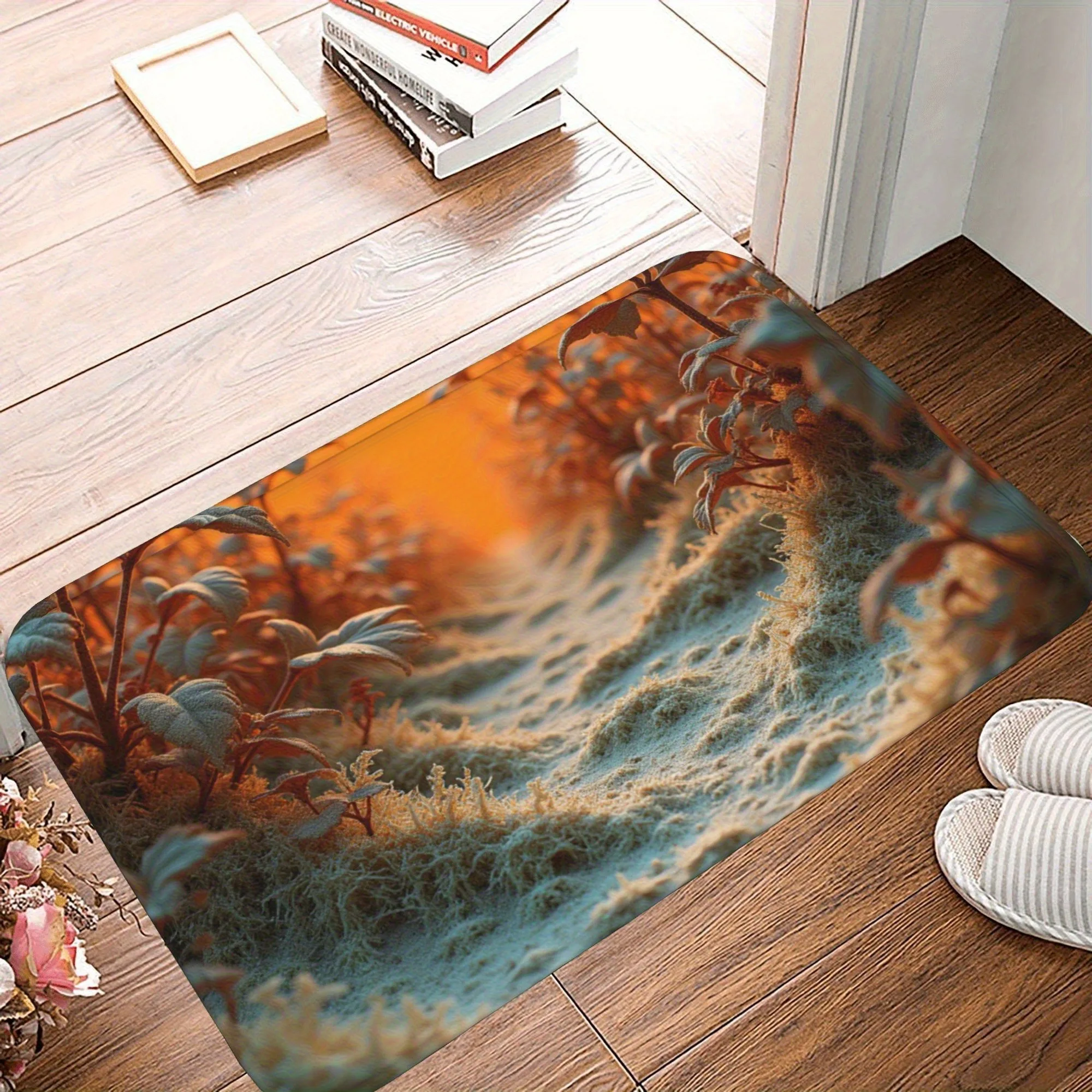 

1PC Morning Dew Pattern Kitchen Rug Non-Slip Door Mat Pop design Bathroom Rug Bath Mat Carpet for Home Sink Laundry Decor