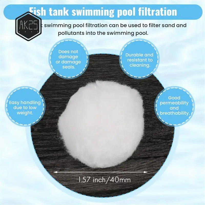 

AK25-Swimming Pools Filter Balls Portable Wet Dry Cotton Canister Clean Fish Tank Filter Material Water Purification Fiber 200G