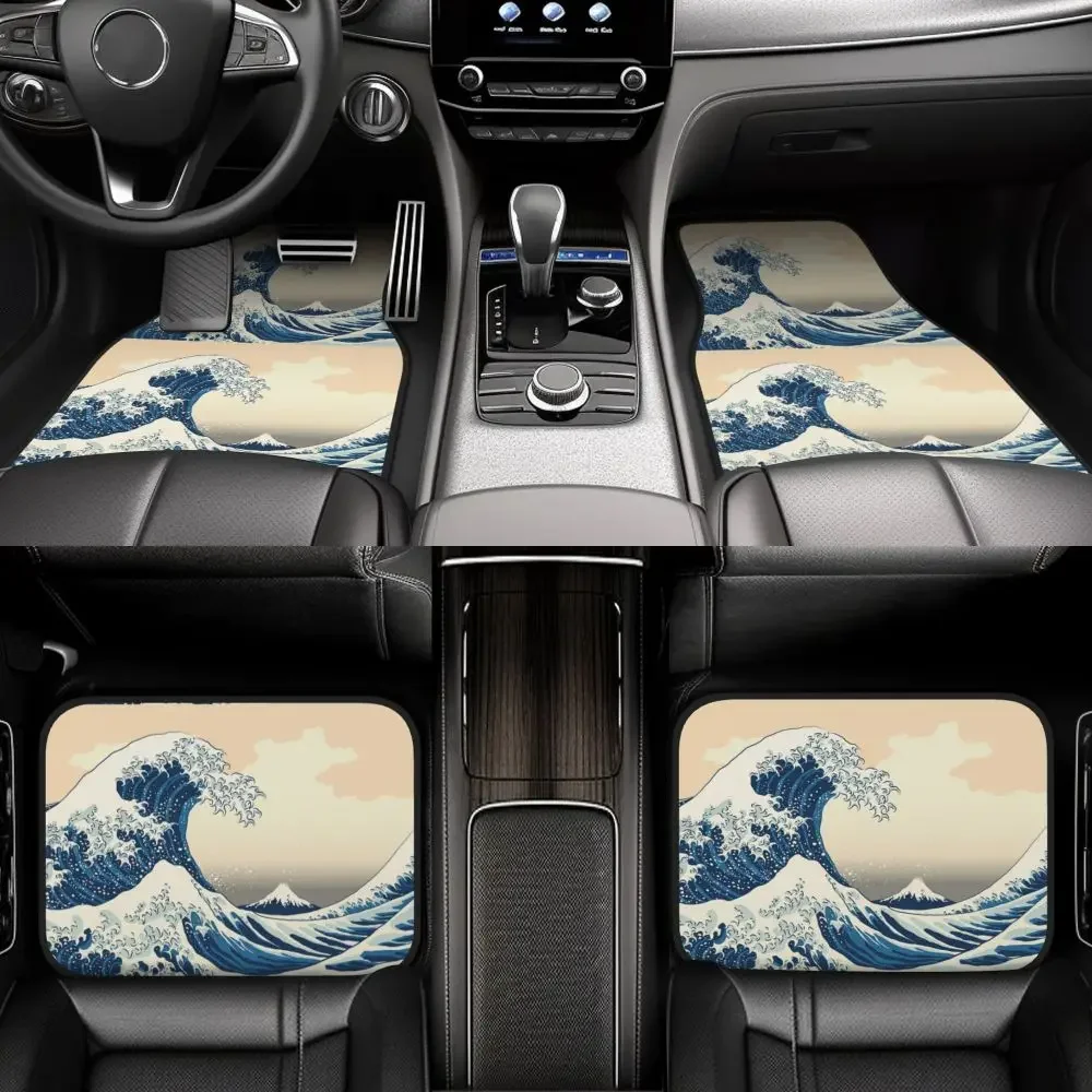 The Great Wave Off Kanagawa Car Waterproof Rubber Car Mats 4PCS Car Floor Carpets Rugs Non-Slip Auto Foot Mats  Floor Mats