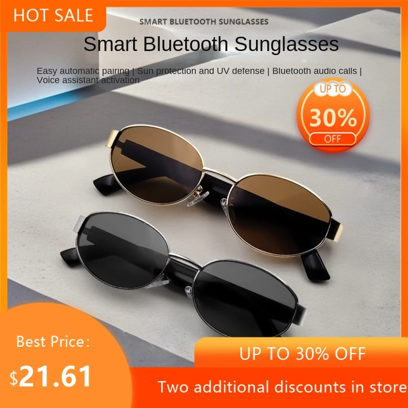 Echowear Smart New UV Resistant Sunglasses Cross Border Fashion Elliptical Sunglasses Retro Trend Bluetooth Glasses Polarized
