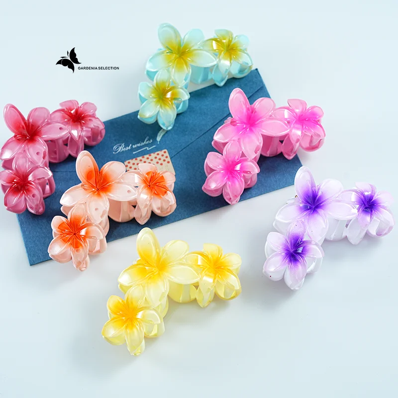 

Sweet gradient flower acrylic hairpin ladies girls hairpin summer beach hawaiian headwear hair ornament crab clip