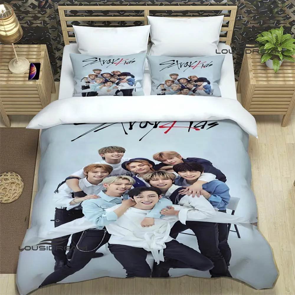 KPOP S-Stray-K-Kids print Bedding Sets exquisite bed supplies set duvet cover bed comforter set bedding set luxury birthday gift