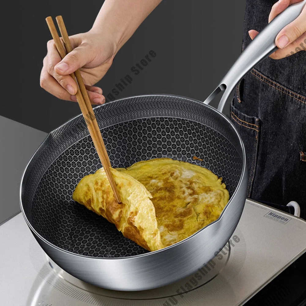 

Stainless Steel Frying Pan Wok Soup Pot Home Induction Cooker Gas Stove Steak Skillet Cooking Sauce Milk Pot Kitchen Cookware