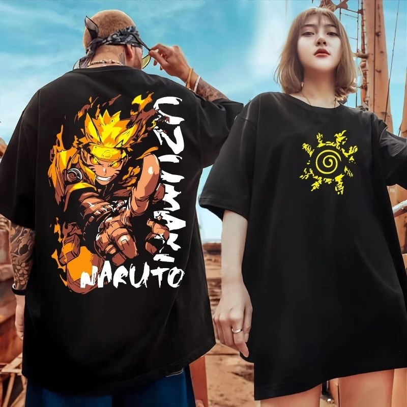 

Футболка большого размера из японского аниме Футболка Наруто Чиби Мужская футболка Модная мужская и женская футболка с круглым вырезом Уличная одежда