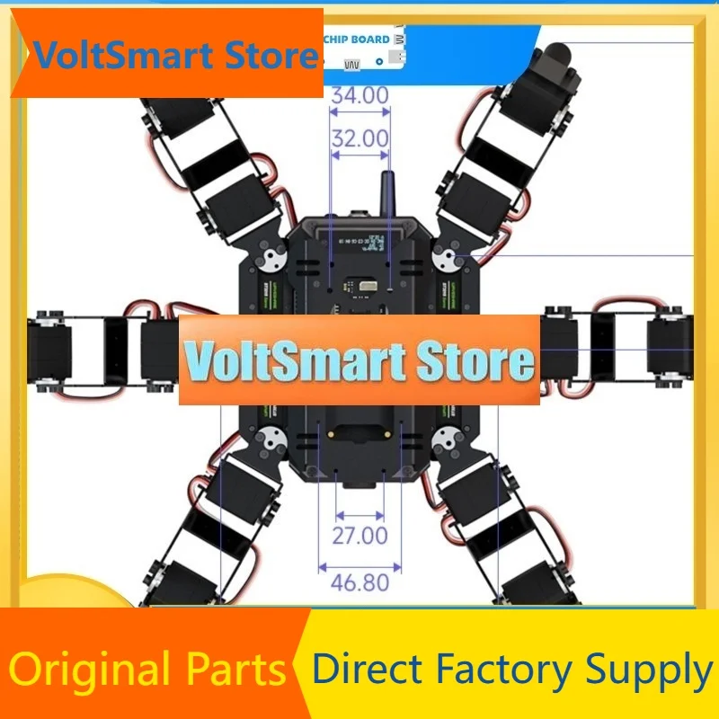 VoltSWaveshare HexArth 18DOF Hexapod Robot Powered By ESP32, Open Source Spider Robot With Gait Motion And Self Balance