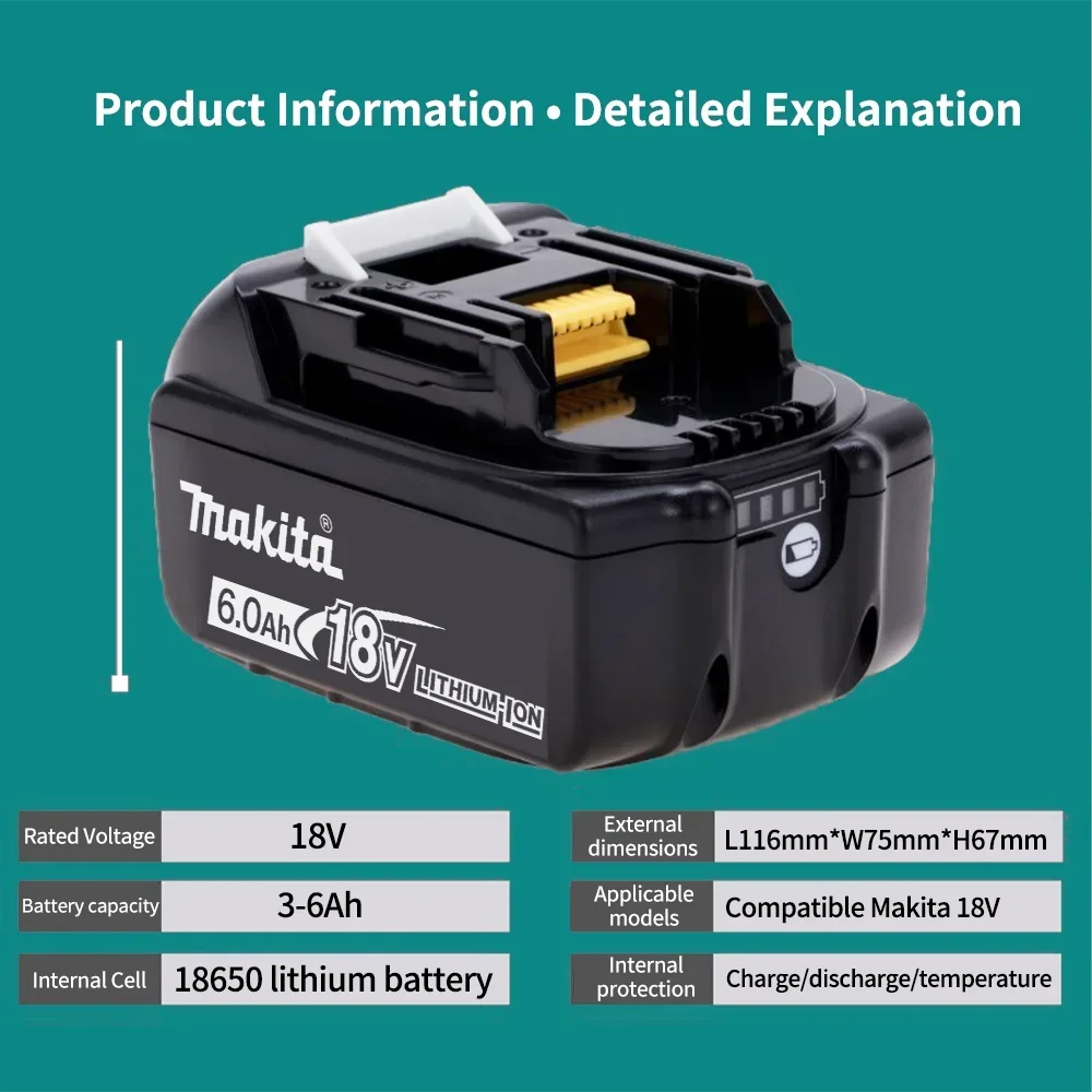 Newly upgraded Makita 6Ah/5Ah/3Ah for Makita 18V Battery BL1830B BL1850B BL1850 BL1840 BL1860 BL1815 Replacement Lithium Battery