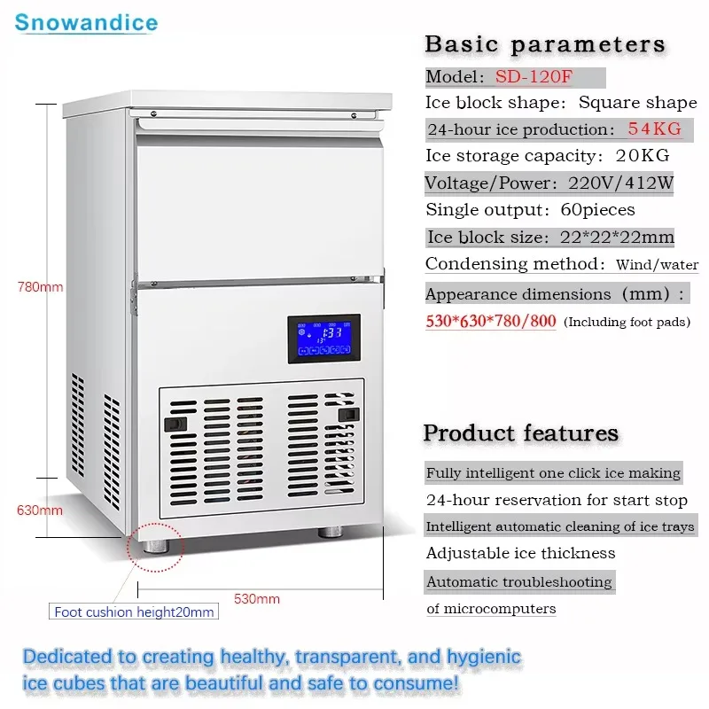 【Hot】Manufacturer-Direct Small Household/Commercial/Hotel Electric Ice Maker 30-40kg Daily Output Square Shape Looking for Agent