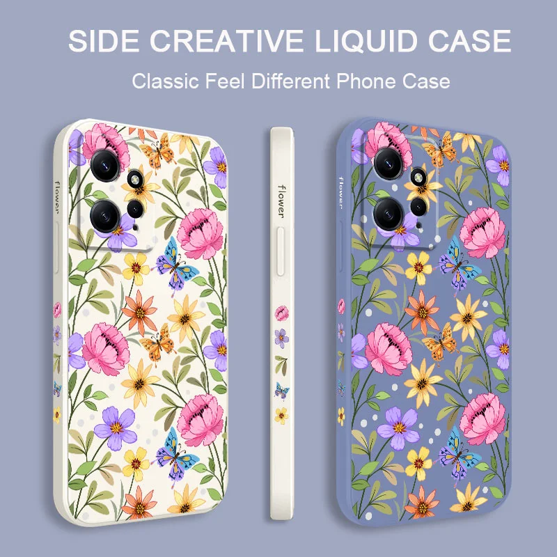 Exquisite Pattern Phone Case For Xiaomi Redmi Note 14 13 12 12S 11 11S 10 10T 10S 9 9S 8 7 Pro Plus 4G 5G Liquid Silicone Cover