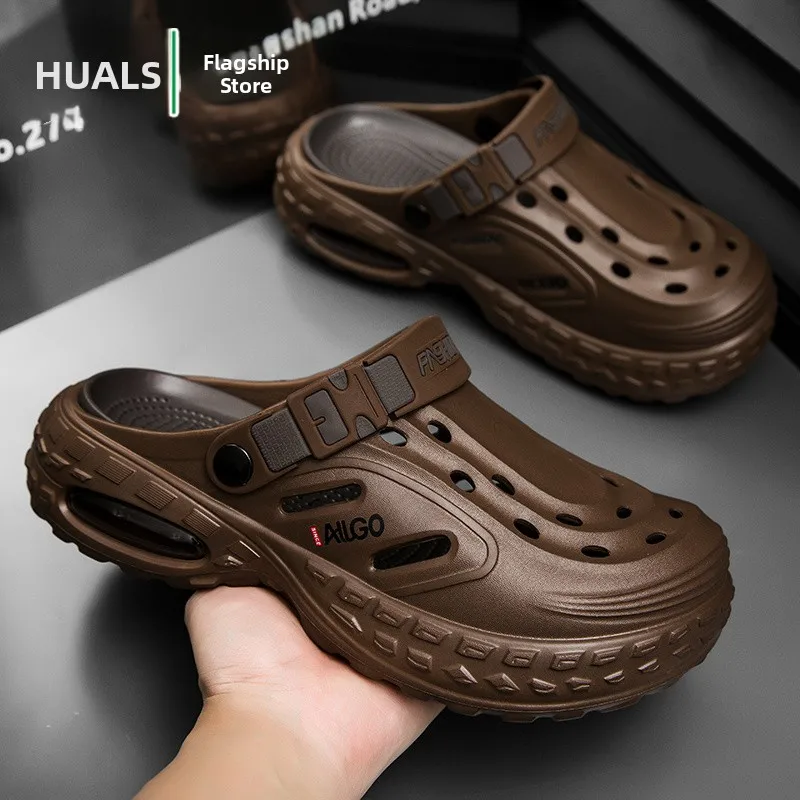 Men's Summer Outdoor Sports Driving Dual-use Sandals Anti-slip Wear-resistant Slip-on Thick Bottom Breathable EVA Clog Shoes
