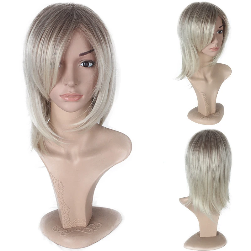 European and American fashion men's , anime wig, golden , short curly hair, fluffy long synthetic fiber hairpiece