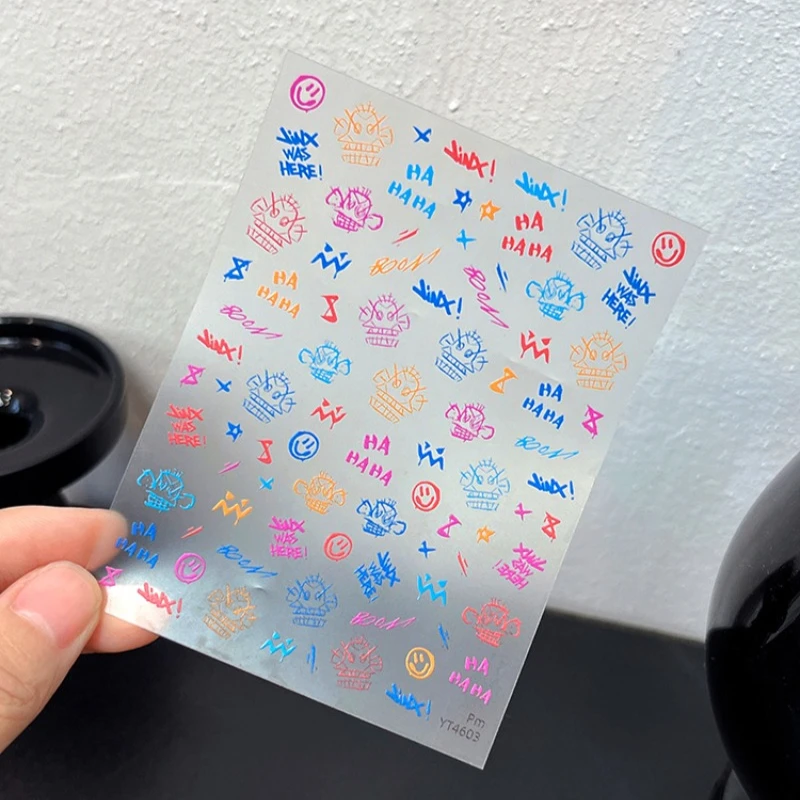 Arcane Jinx Nail Stickers Anime Women Nail Art Decoration Cartoon Cosplay Props Self-Adhesive Nail Decorations Accessories Gifts