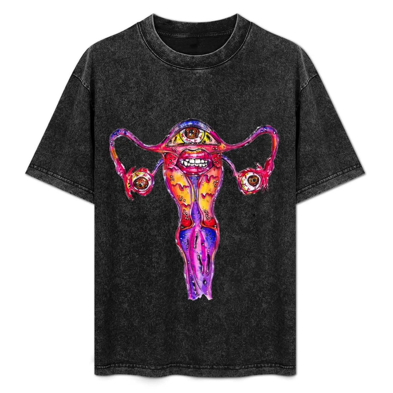 Angry Ovaries T-Shirt Trendy Print Short Sleeve T-Shirt