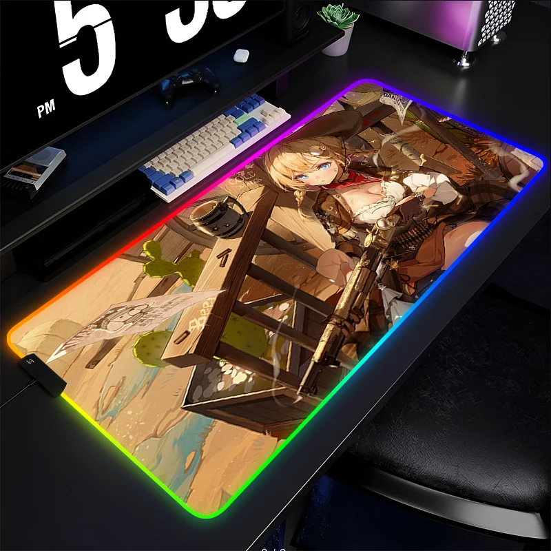 RGB Mouse Pad Computer Varmilo Keyboard Pad Anime Gaming Accessories Hololive Girl Gamer Desk Mat LED PC Watson Amelia Mousepad