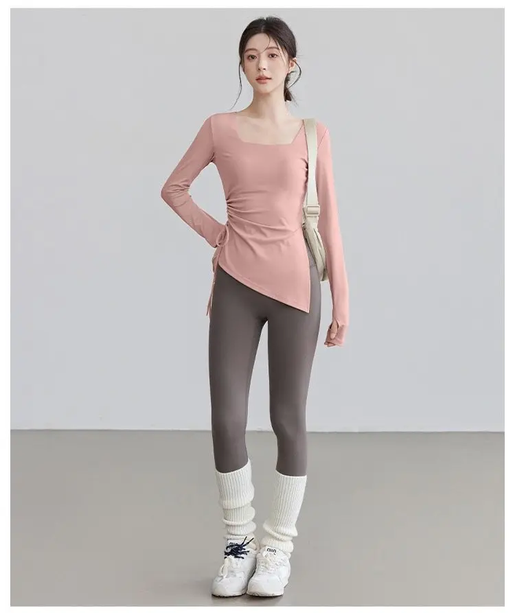 Herbst-Winter Yoga-Bekleidung, Taillenformend, Lauf- und Fitness-Langarmshirt, Professionelles Trainings-Pilates-Oberteil, Atmungsaktiv, Schnelltrocknend – Detail 3