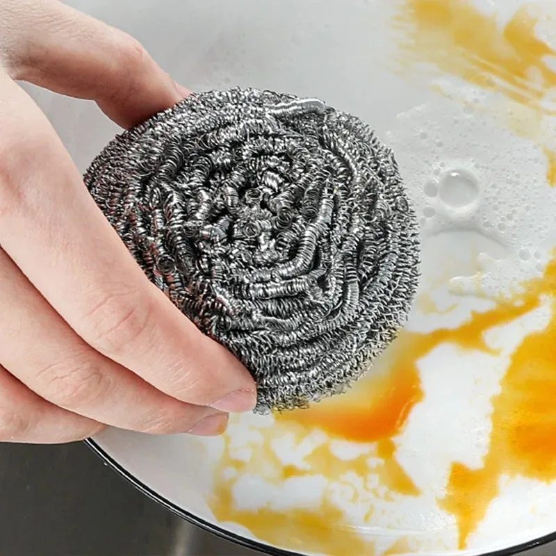 Stainless Steel Cleaning Ball Kitchen Dishwashing Wire Ball Scouring Pad for Removing Rust Cookware Pots Pans Cleaner Balls Tool