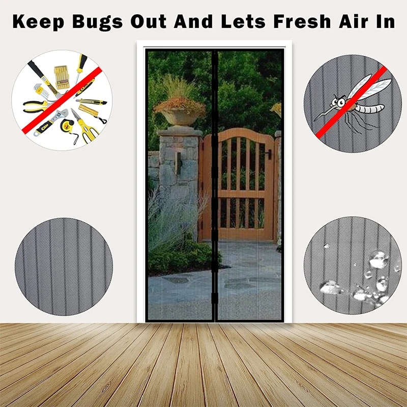 Summer Magnetic Screen Door Curtain Anti-Mosquito Net Fly Insect Screen Mesh Automatic Closing Kitchen Curtain Easy Installation