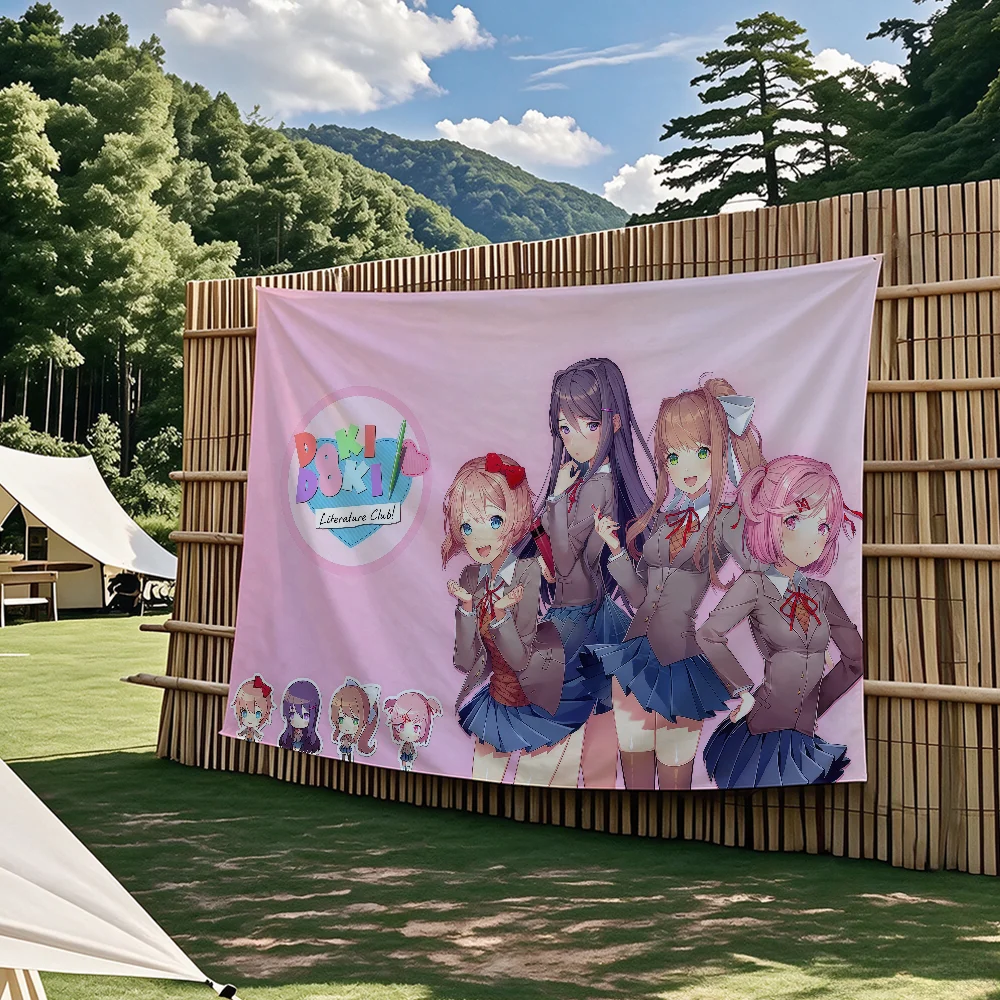 DDLC Anime Game Niedliche Flaggen-Wandteppiche für Partys im Freien, Schlafzimmer, Wohnzimmer, Studentenzimmer, Wanddekoration, Banner, Geschenke – Detail 5