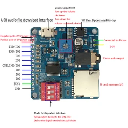 Voice Sound Playback MP3 Player Module UART I/O Trigger Class D Amplifier Board 5W 8M Storage DY-SV8F SD/TF Card for Arduino