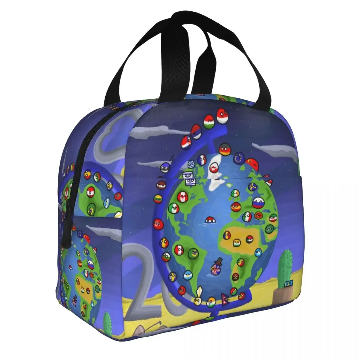 Countryball การ์ตูนถุงอาหารกลางวันฉนวนแบบพกพาประเทศ Earth น่ารักภาชนะบรรจุอาหารกระเป๋าเก็บความร้อน Tote กล่องอาหารกลางวันวิทยาลัยปิกนิก