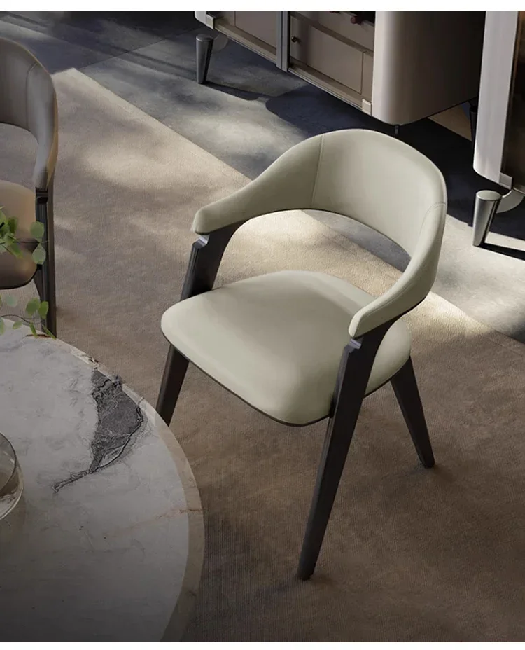 كرسي جلدي إيطالي فاخر وحديث وبسيط للمنزل والفندق كرسي خلفي #6