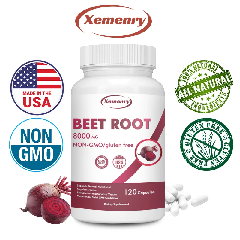 

Organic Beetroot Capsules 8000 mg - Athletic Performance, Digestive and Heart Health