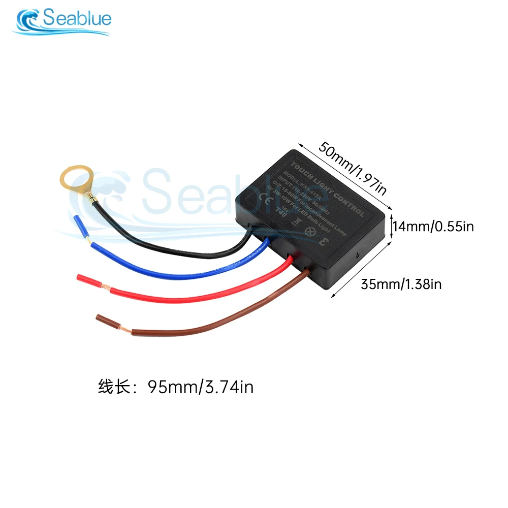 AC 110-230V 1A 3A Touch Light Switch Table Lamp Dimmer Control Module Sensor Touch Switch 4 Stage Dimming LED Incandescent Lamps